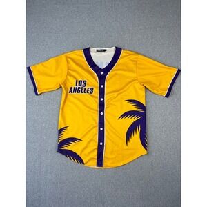Los Angeles Lakers Shirt Mens XL Yellow Purple King James Button Up Phyle